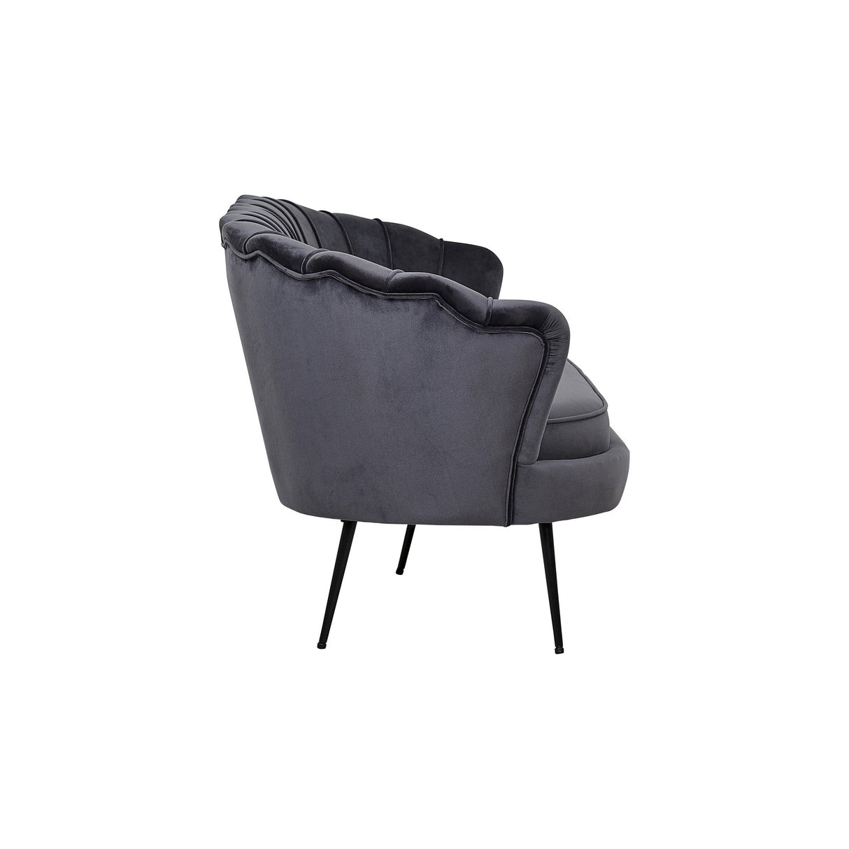 Calais 3-Sitzer Sofa - Dunkelgrauer Samt - Schwarze Beine - ZEN ZONE Furniture