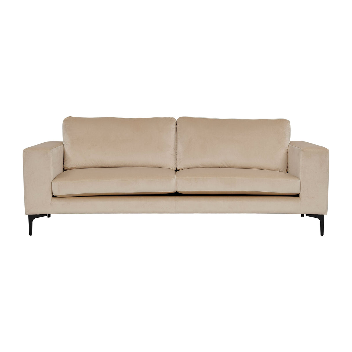 Bolero Sofa - 3-Sitzer - Beige Samt - Schwarze Beine - ZEN ZONE Furniture