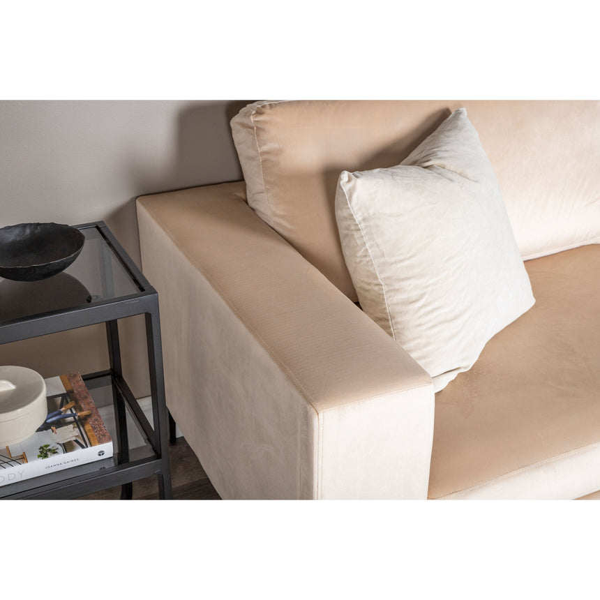 Bolero Sofa - 3-Sitzer - Beige Samt - Schwarze Beine - ZEN ZONE Furniture