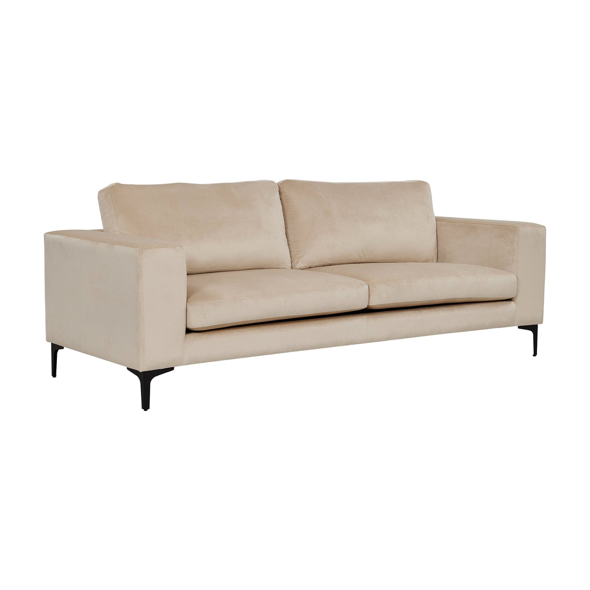 Bolero Sofa - 3-Sitzer - Beige Samt - Schwarze Beine - ZEN ZONE Furniture