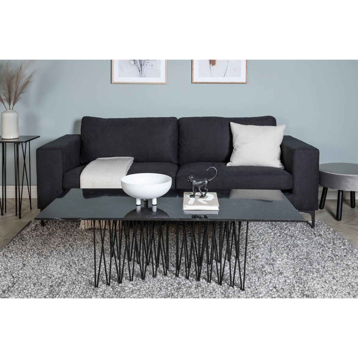 Bolero Sofa - 3-Sitzer - Schwarzer Stoff - Schwarze Beine - ZEN ZONE Furniture