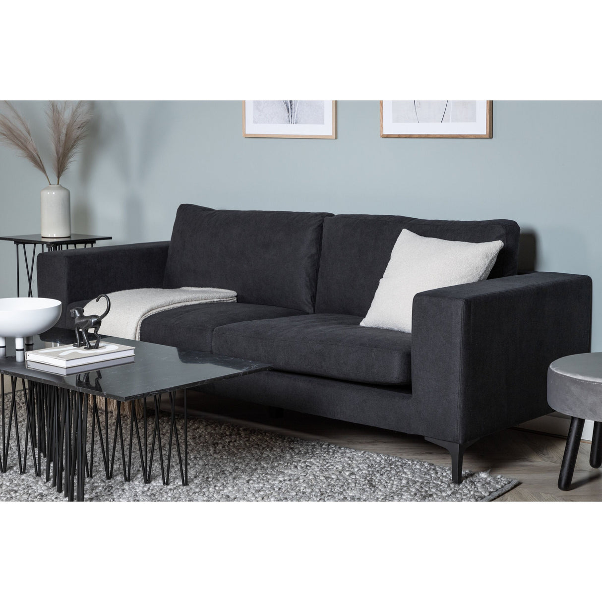 Bolero Sofa - 3-Sitzer - Schwarzer Stoff - Schwarze Beine - ZEN ZONE Furniture