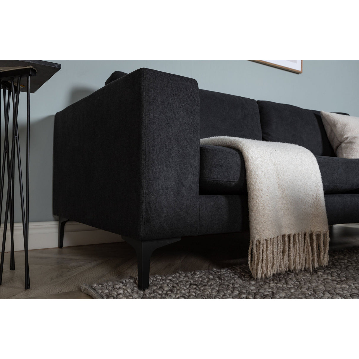 Bolero Sofa - 3-Sitzer - Schwarzer Stoff - Schwarze Beine - ZEN ZONE Furniture