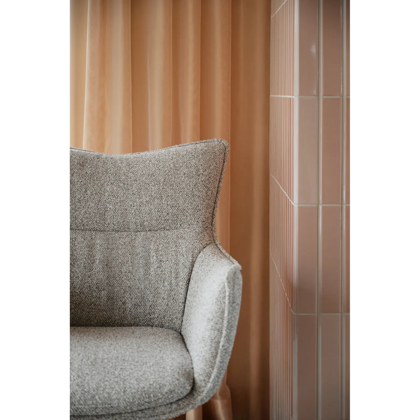 FRESNO Essstuhl mit Armlehne, drehbar, aus Metall und Stoff, in Beige/braun, 62x67x90 cm - ZEN ZONE Furniture
