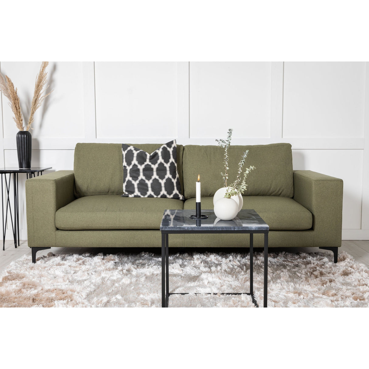 Bolero Sofa - 3-Sitzer - staubgrüner Stoff - schwarze Beine - ZEN ZONE Furniture