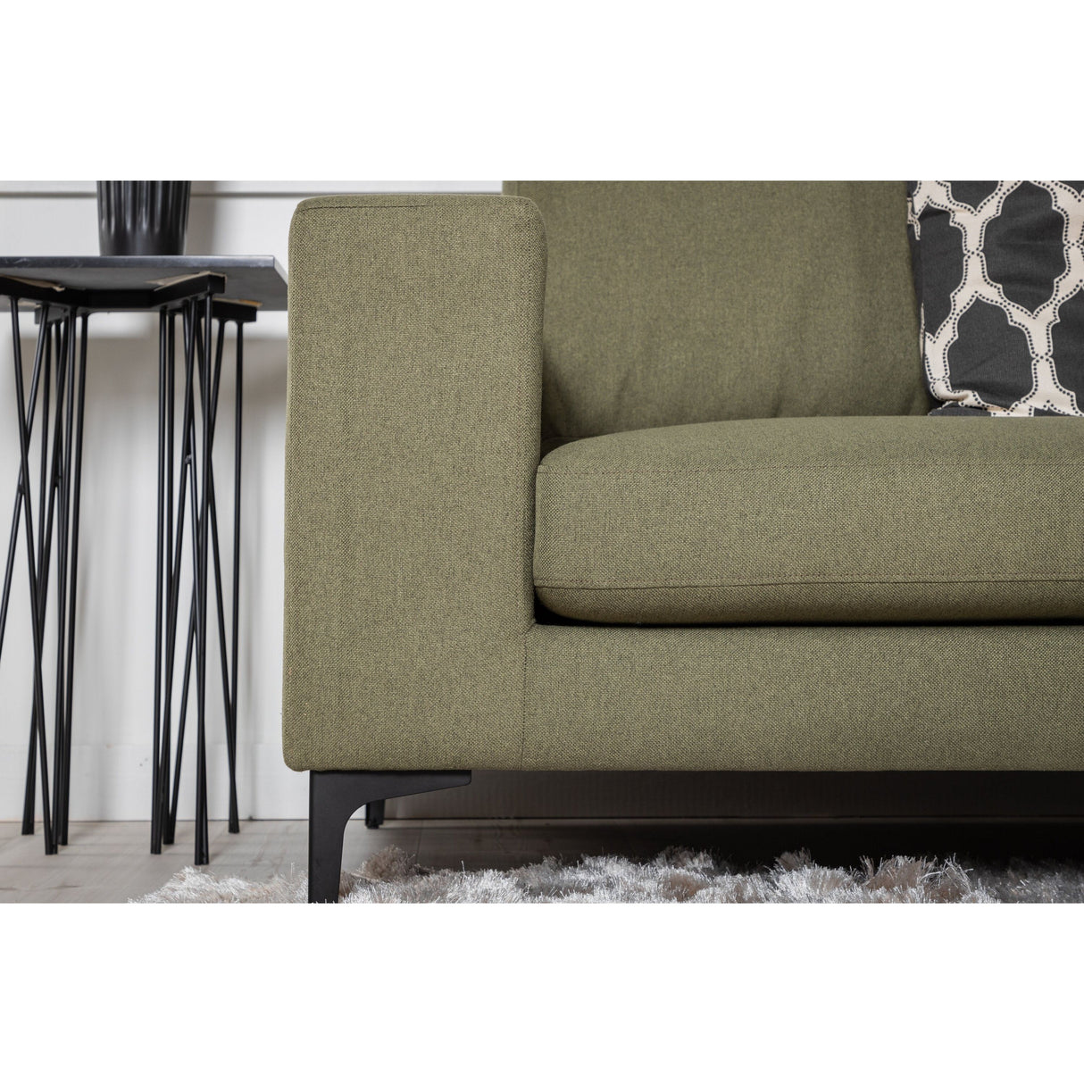 Bolero Sofa - 3-Sitzer - staubgrüner Stoff - schwarze Beine - ZEN ZONE Furniture