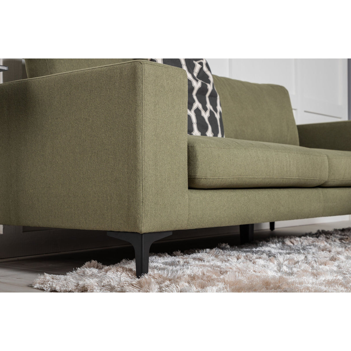 Bolero Sofa - 3-Sitzer - staubgrüner Stoff - schwarze Beine - ZEN ZONE Furniture
