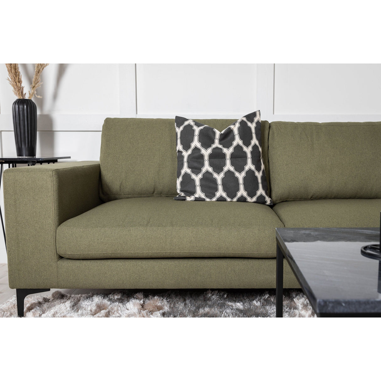 Bolero Sofa - 3-Sitzer - staubgrüner Stoff - schwarze Beine - ZEN ZONE Furniture