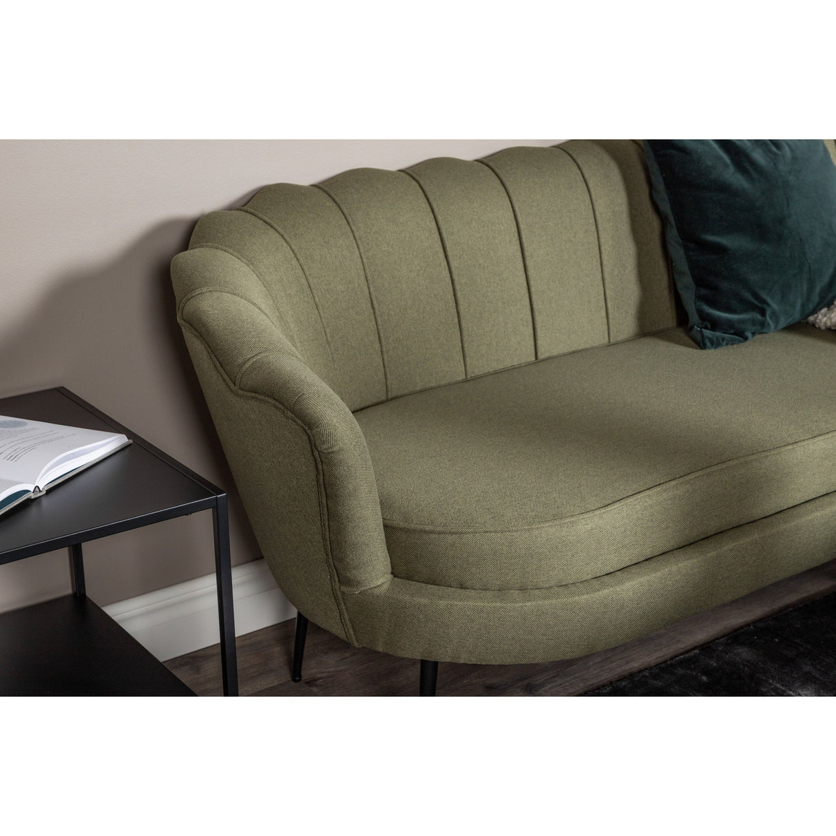 Calais 3-Sitzer Sofa - staubgrüner Stoff - schwarze Beine - ZEN ZONE Furniture