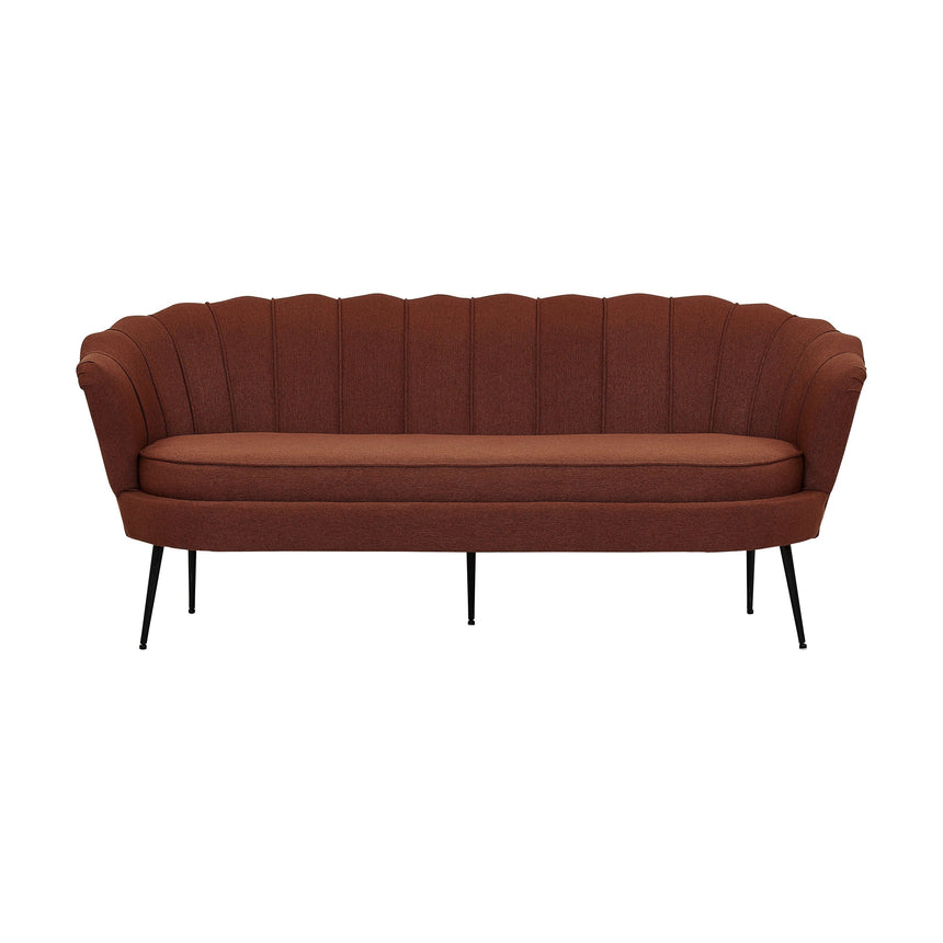 Calais 3-Sitzer Sofa - rostroter Stoff - schwarze Beine - ZEN ZONE Furniture