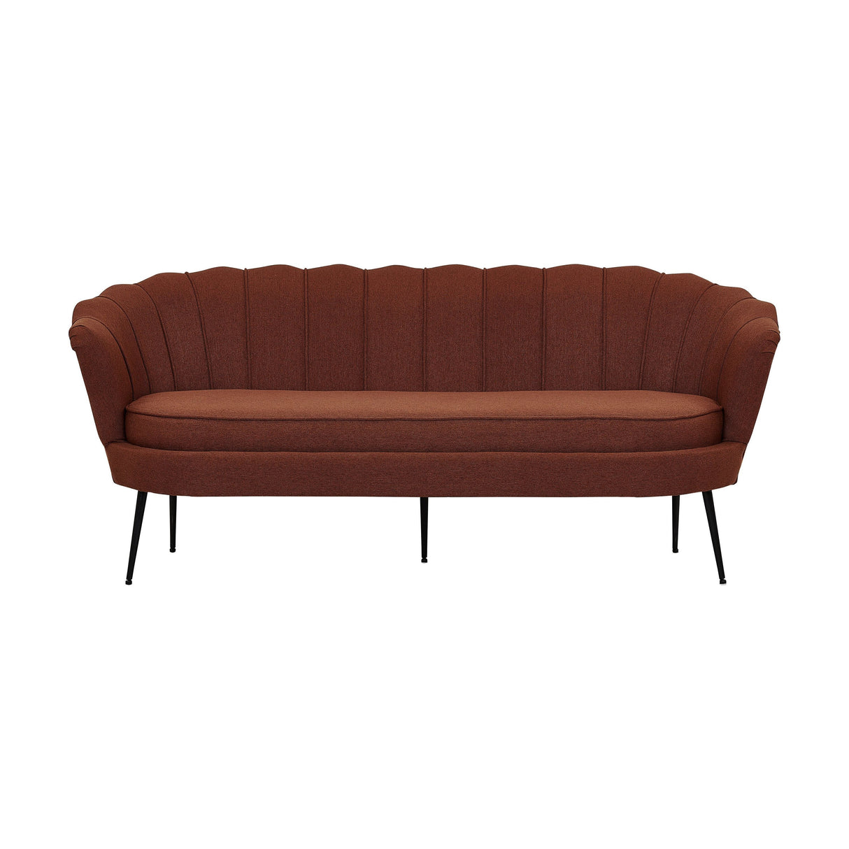 Calais 3-Sitzer Sofa - rostroter Stoff - schwarze Beine - ZEN ZONE Furniture