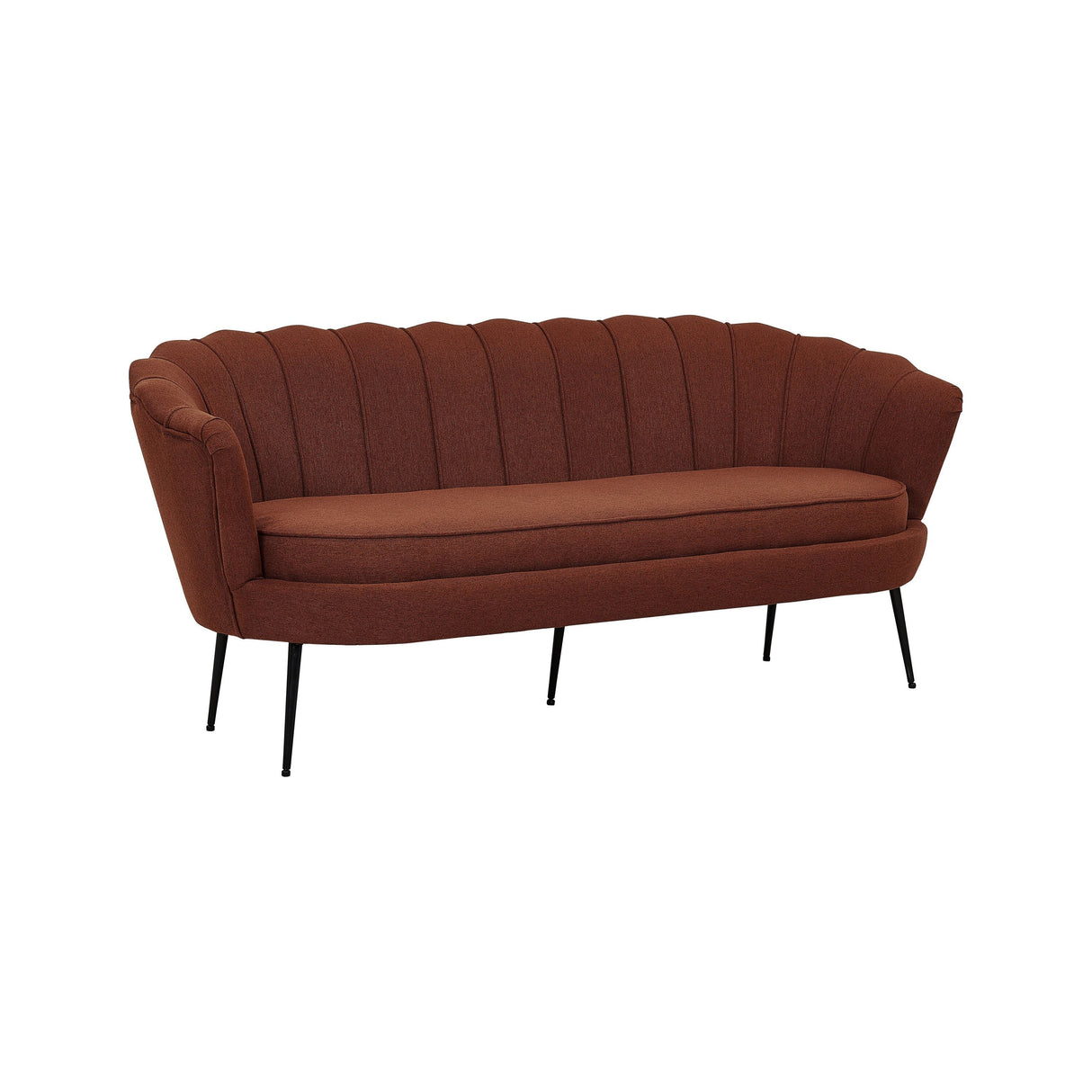 Calais 3-Sitzer Sofa - rostroter Stoff - schwarze Beine - ZEN ZONE Furniture