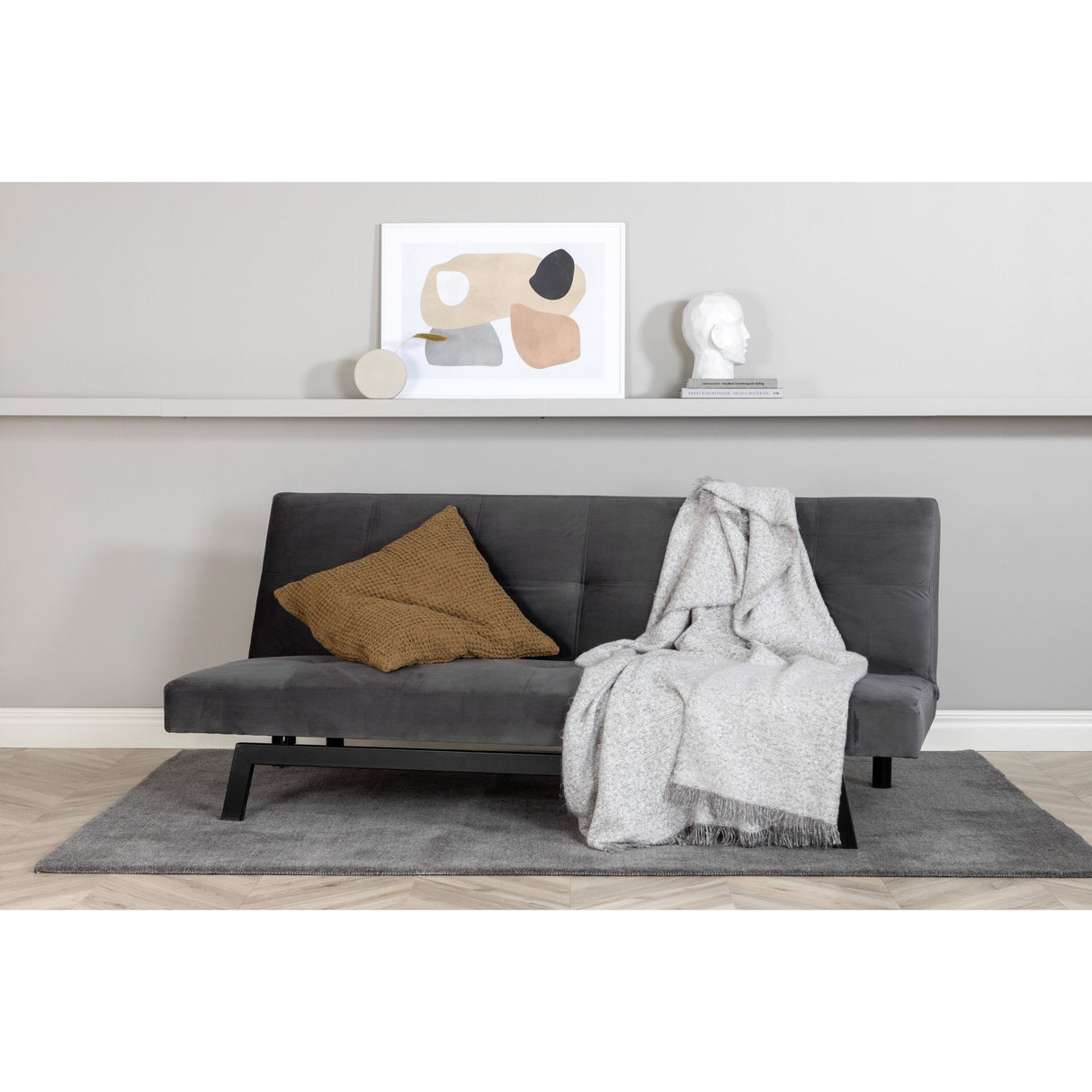 Bodil Sofabett - Schwarz / Dunkelgrauer Samt - ZEN ZONE Furniture