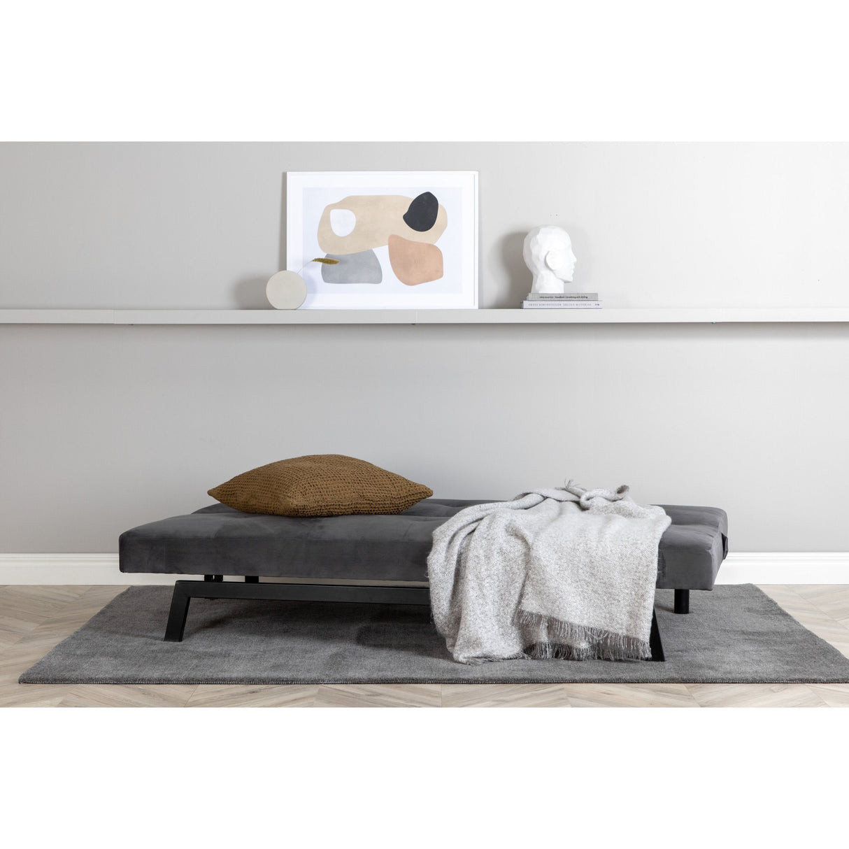 Bodil Sofabett - Schwarz / Dunkelgrauer Samt - ZEN ZONE Furniture