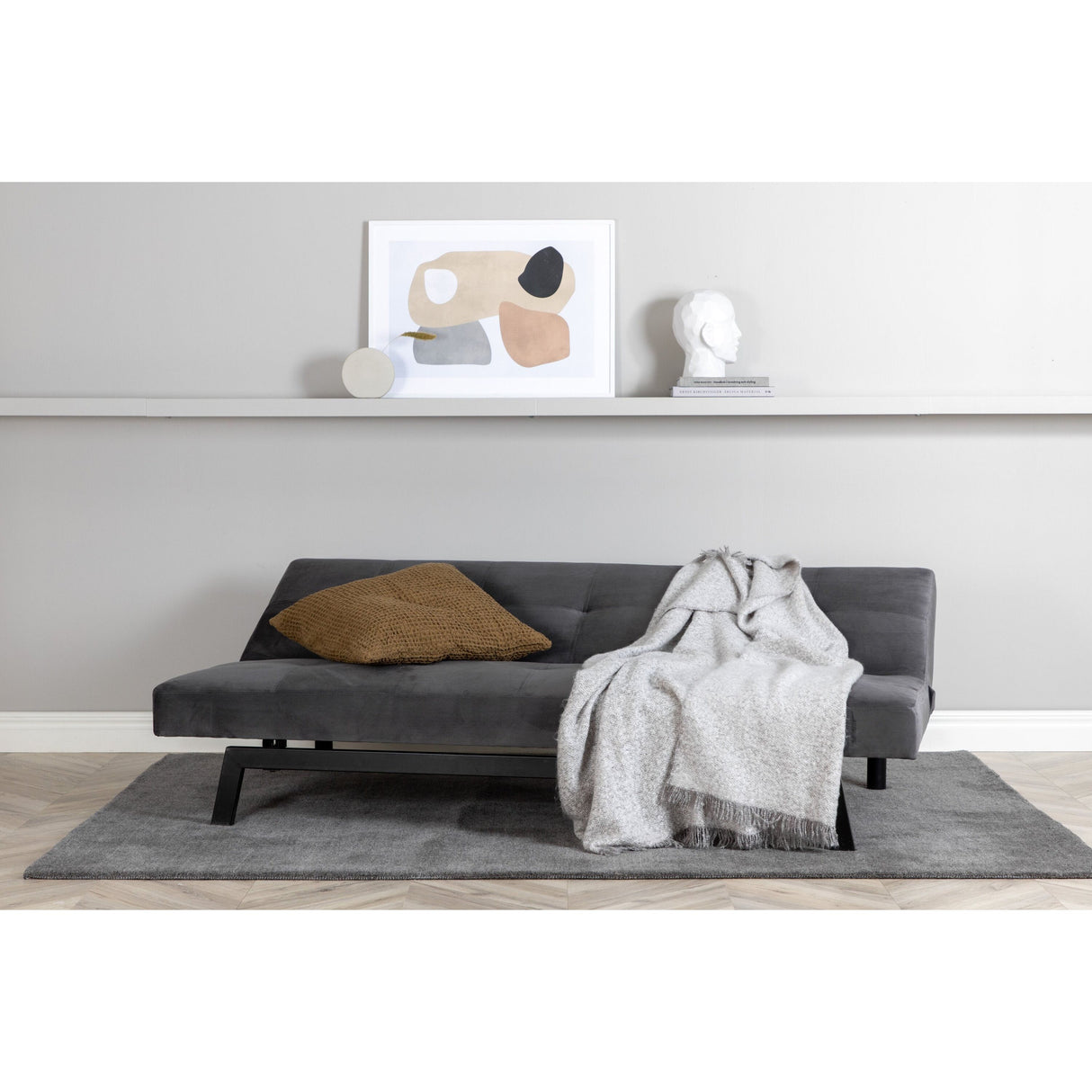 Bodil Sofabett - Schwarz / Dunkelgrauer Samt - ZEN ZONE Furniture