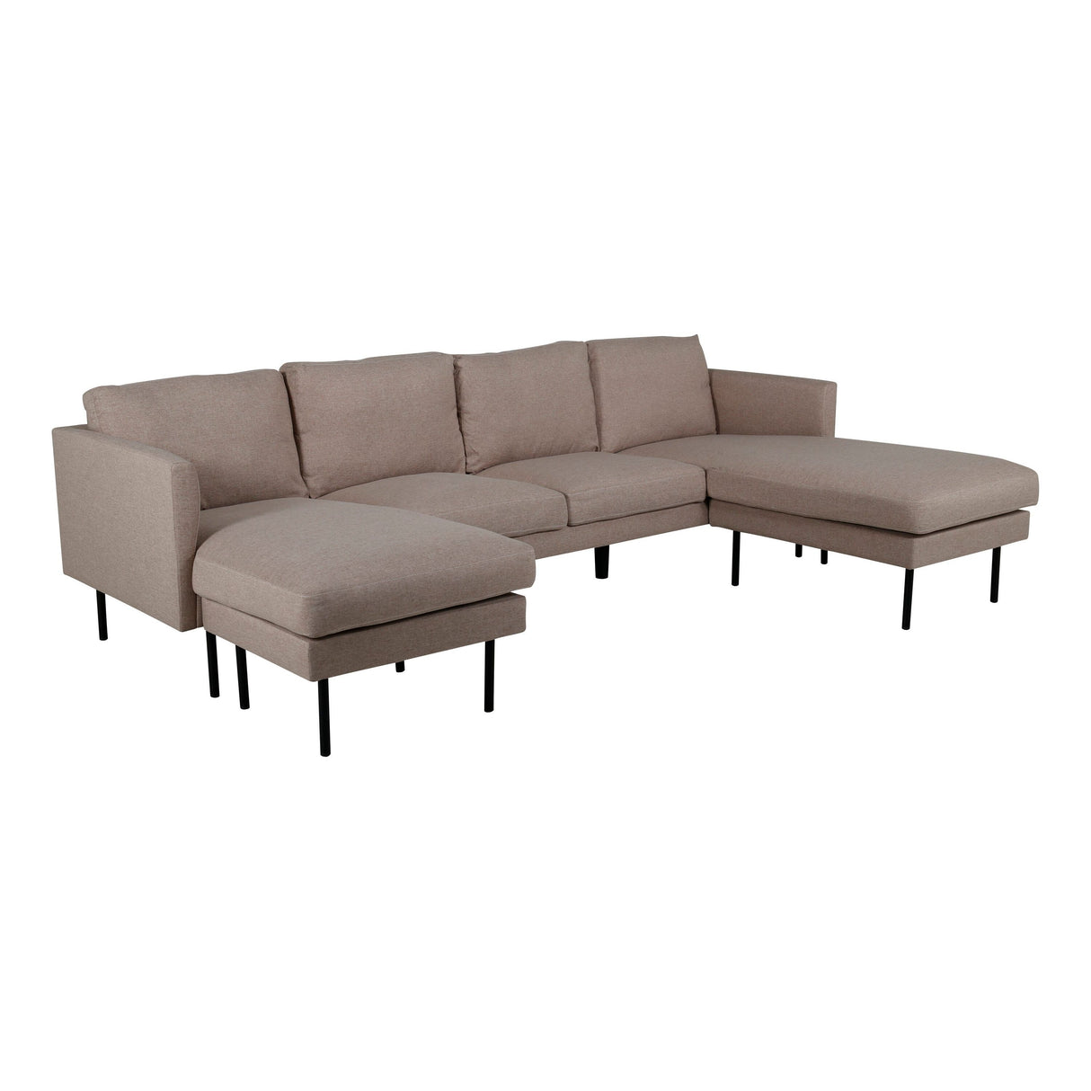 Zoom U-Sofa - Schwarz / Brauner Stoff - ZEN ZONE Furniture