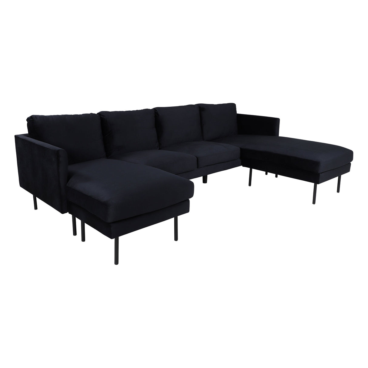 Zoom U-Sofa - Schwarz / Schwarzer Samt - ZEN ZONE Furniture