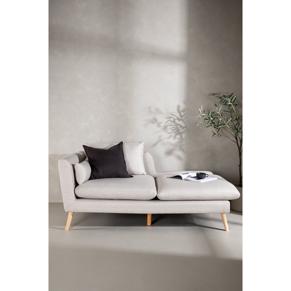 Tacoma 2-Sitzer Sofa - Helle Holzoptik / Leinenstoff - ZEN ZONE Furniture