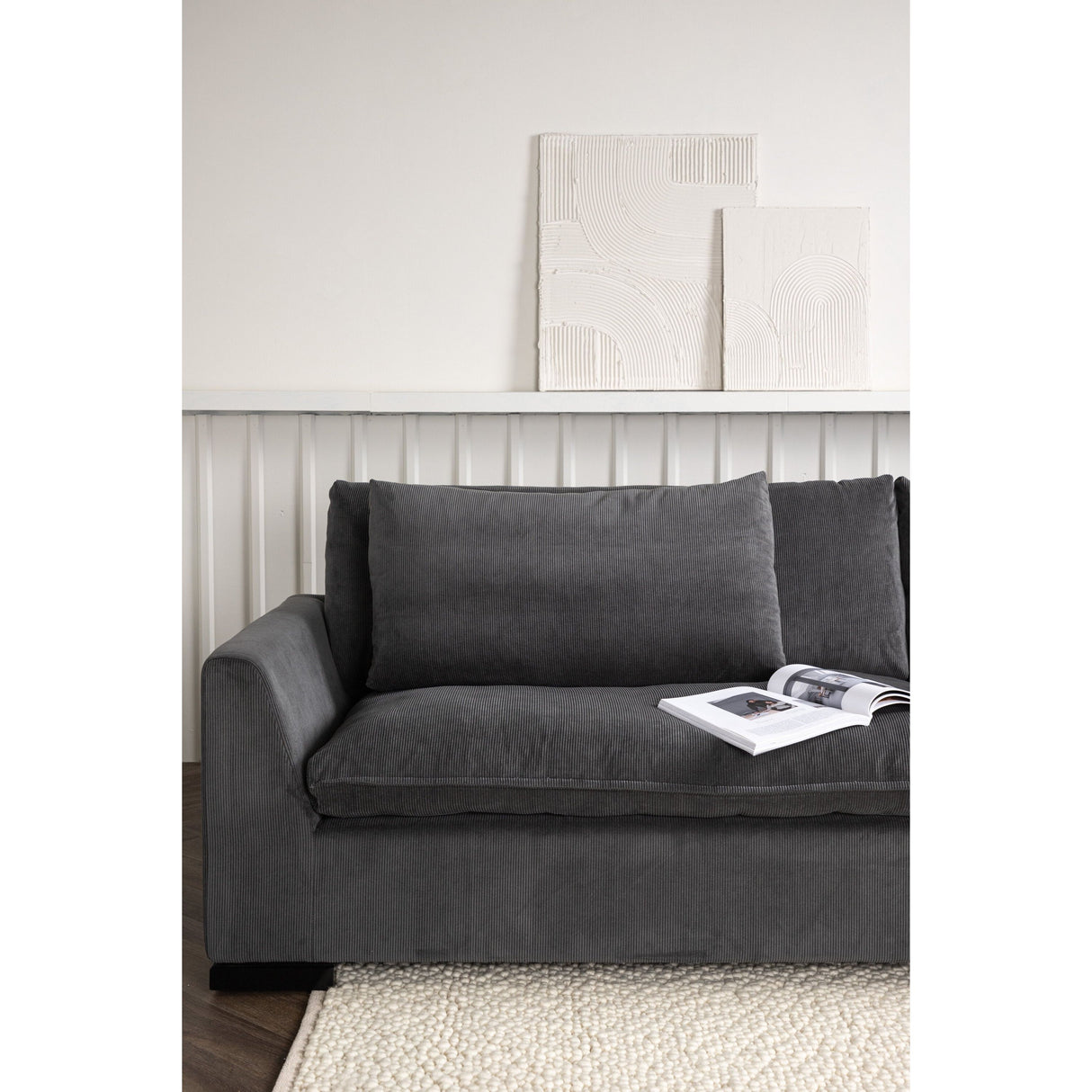 Durham 3-Sitzer Sofa - Holz / Dunkelgrauer Kord - ZEN ZONE Furniture