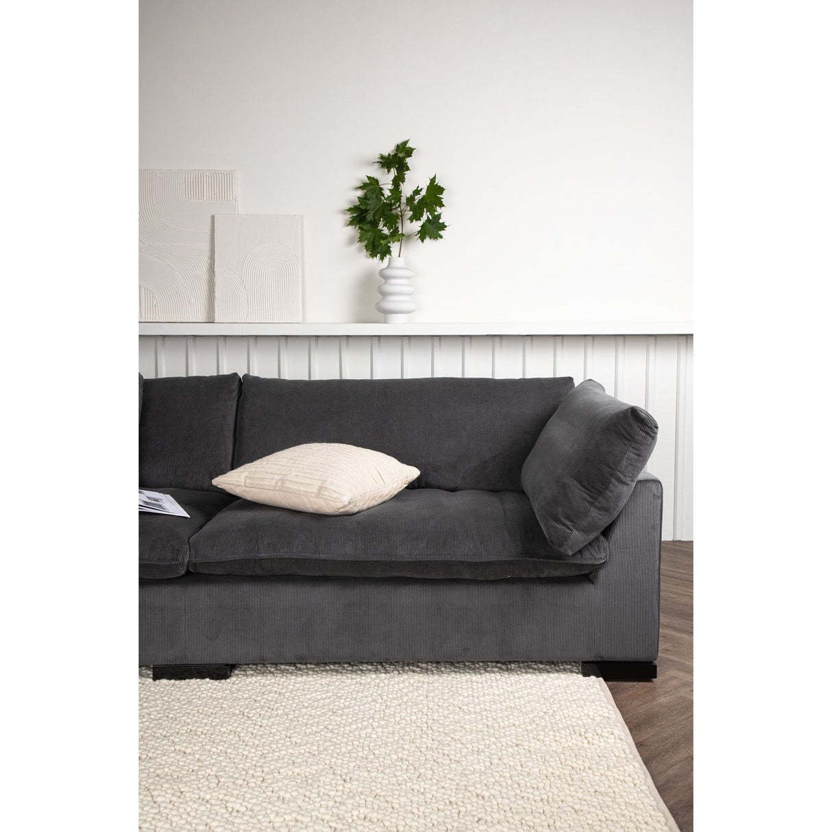 Durham 3-Sitzer Sofa - Holz / Dunkelgrauer Kord - ZEN ZONE Furniture
