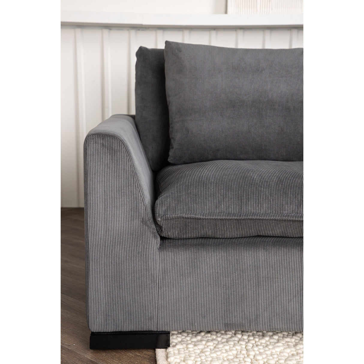 Durham 3-Sitzer Sofa - Holz / Dunkelgrauer Kord - ZEN ZONE Furniture