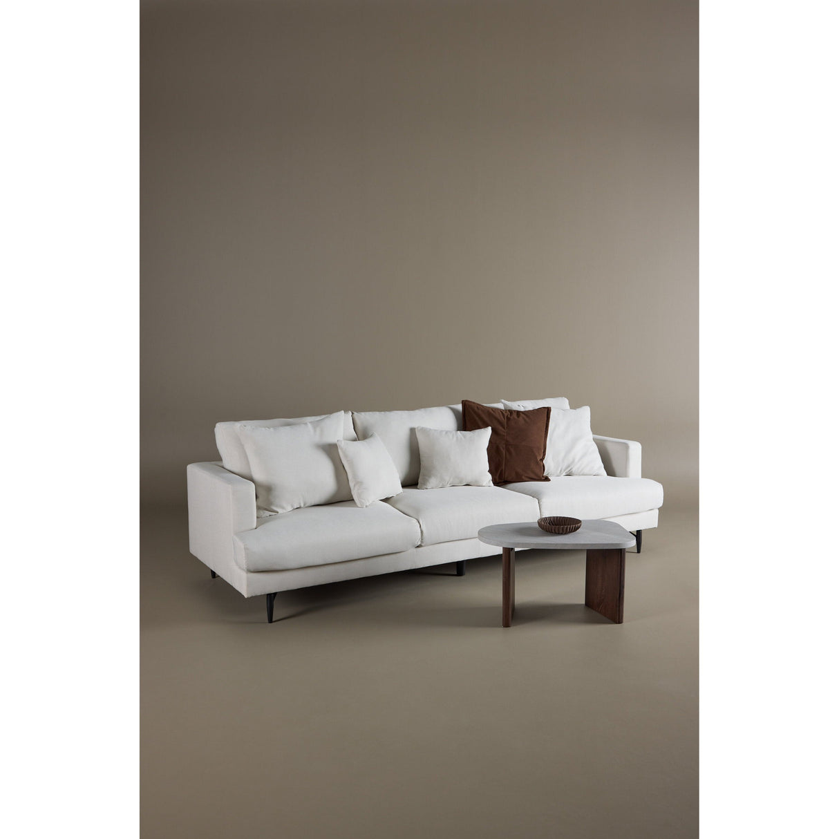 Sofia 3-Sitzer Sofa - Schwarz Beige Stoff Leinen - ZEN ZONE Furniture