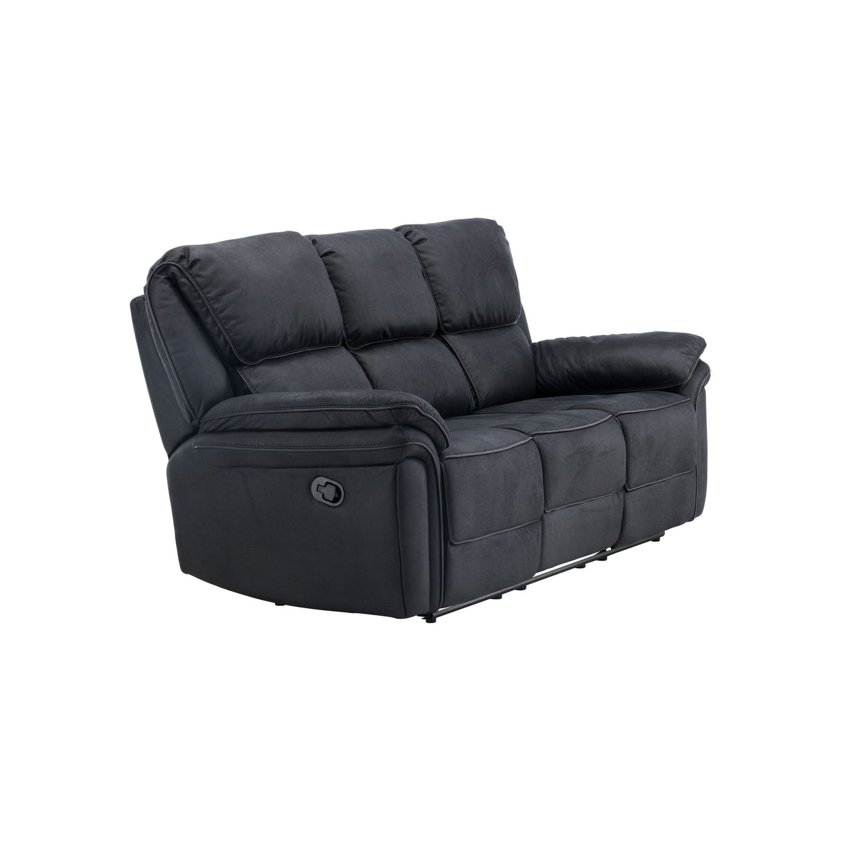Saranda Recliner 3-Sitzer Sofa - Schwarze Mikrofaser - ZEN ZONE Furniture
