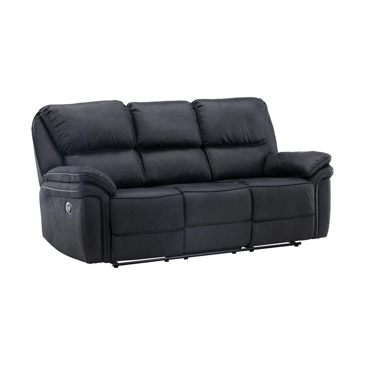 Saranda Recliner 3-Sitzer Sofa - Schwarze Mikrofaser - ZEN ZONE Furniture