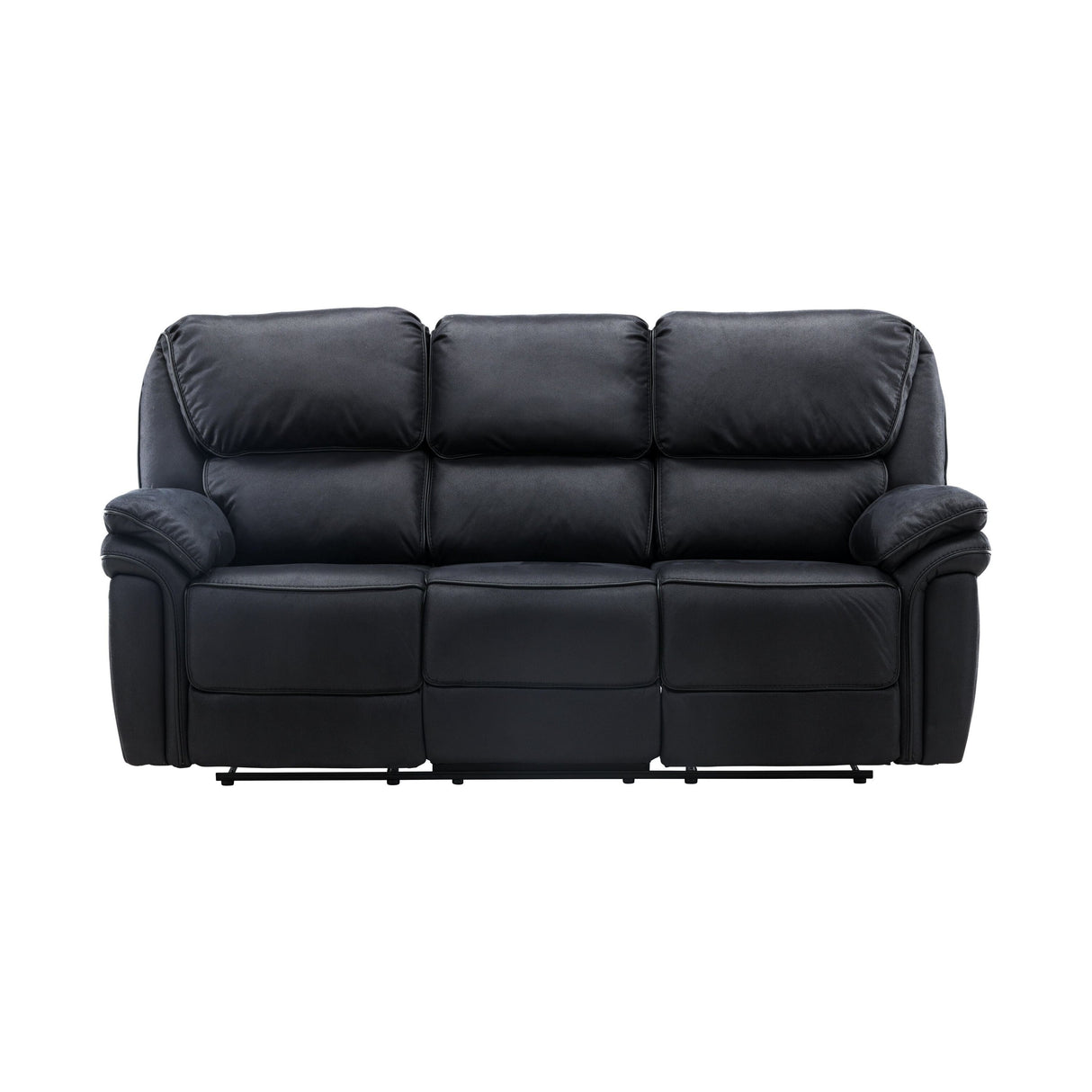 Saranda Recliner 3-Sitzer Sofa - Schwarze Mikrofaser - ZEN ZONE Furniture