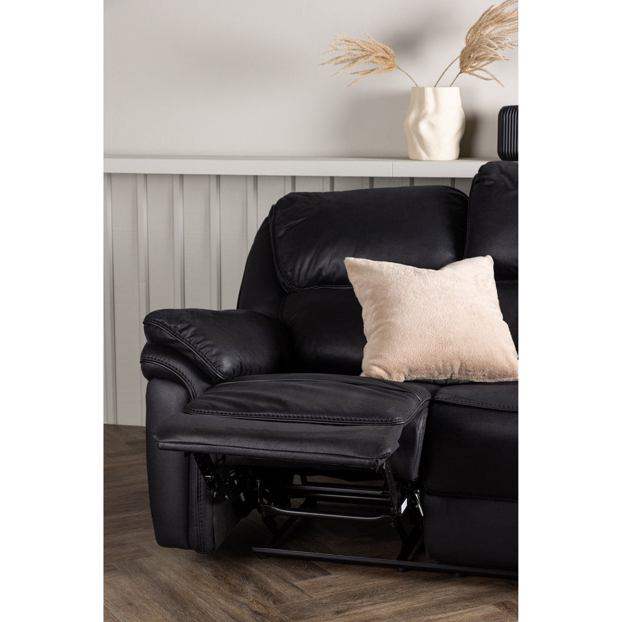 Saranda Recliner 3-Sitzer Sofa - Schwarze Mikrofaser - ZEN ZONE Furniture