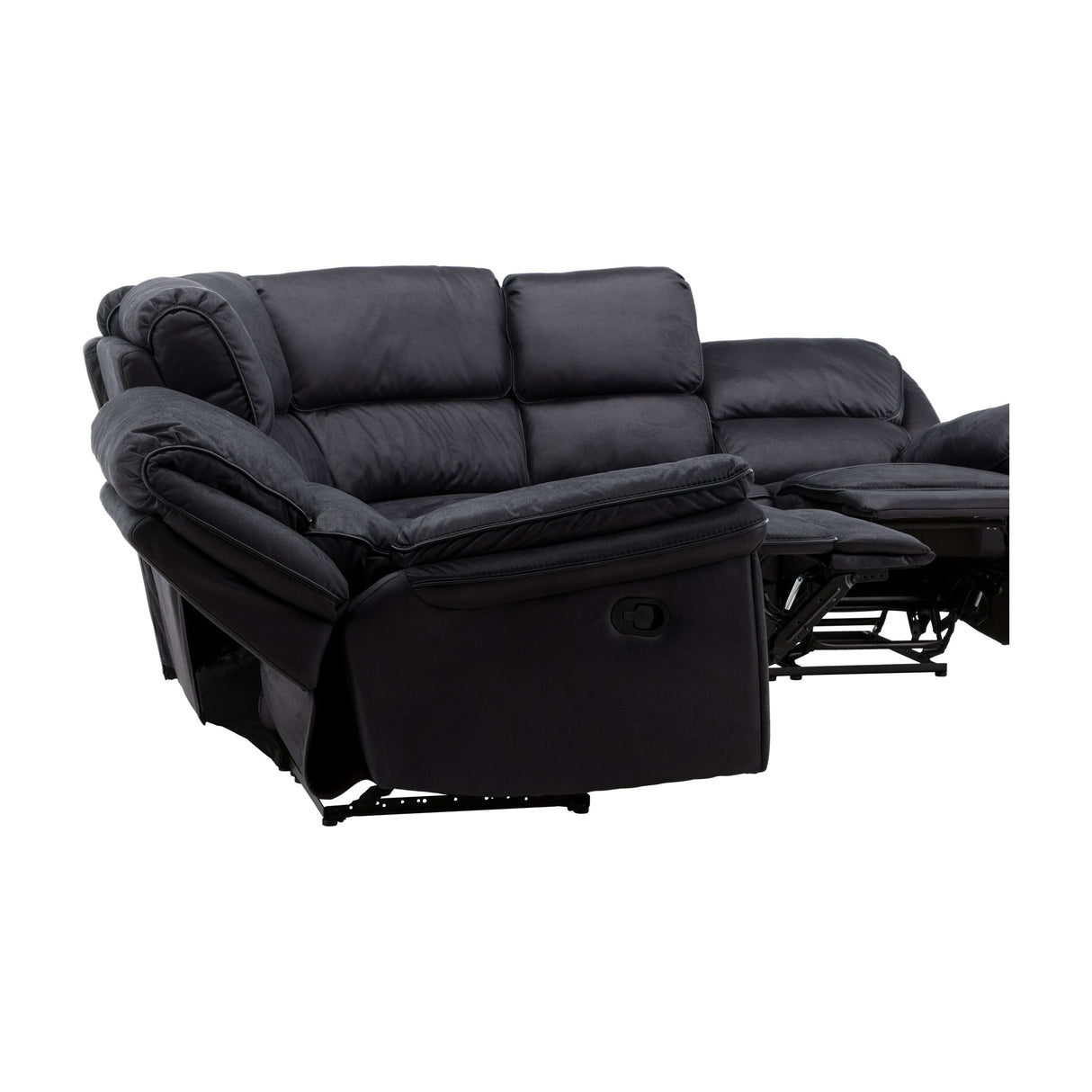 Saranda Recliner Ecksofa - Schwarze Mikrofaser - ZEN ZONE Furniture