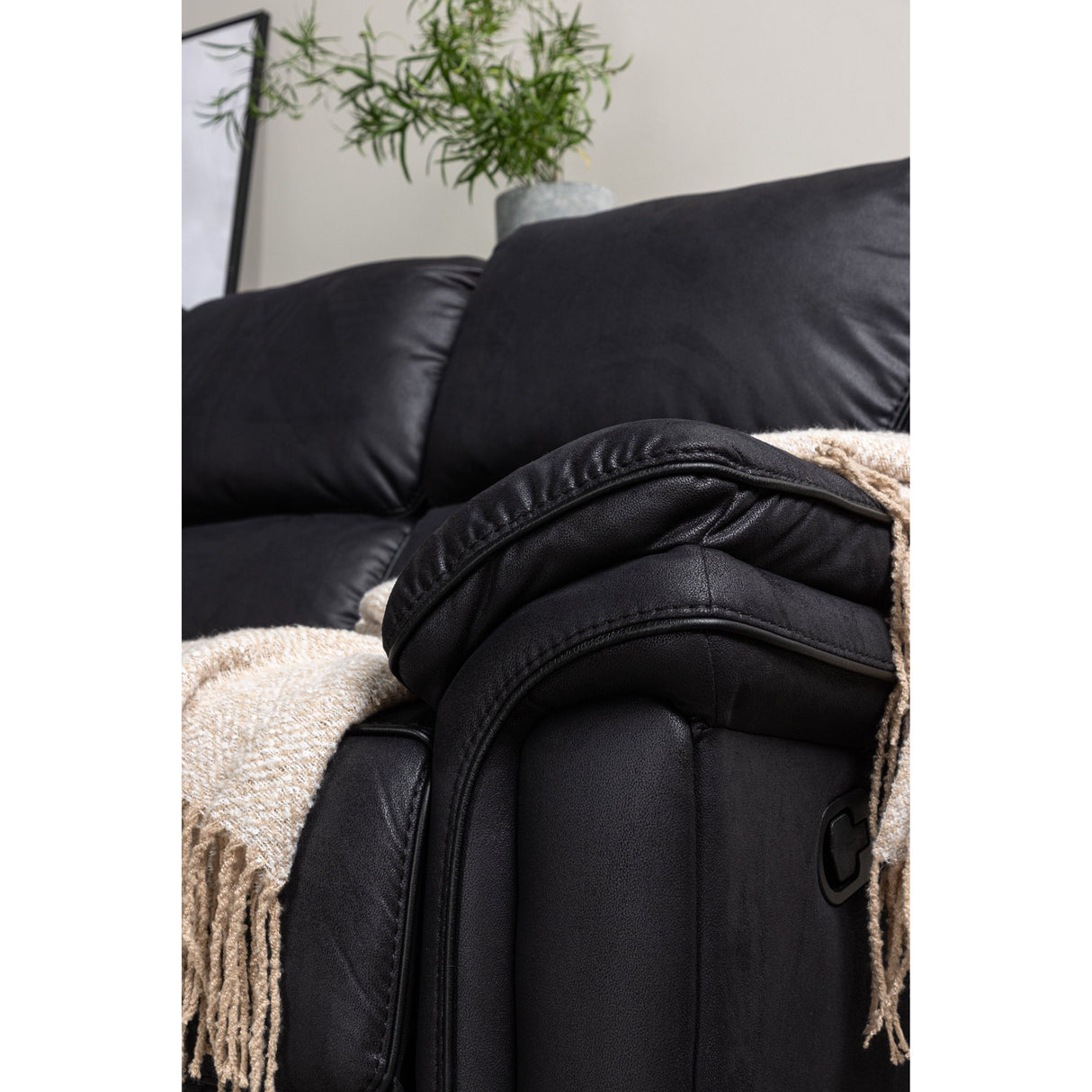 Saranda Recliner Ecksofa - Schwarze Mikrofaser - ZEN ZONE Furniture