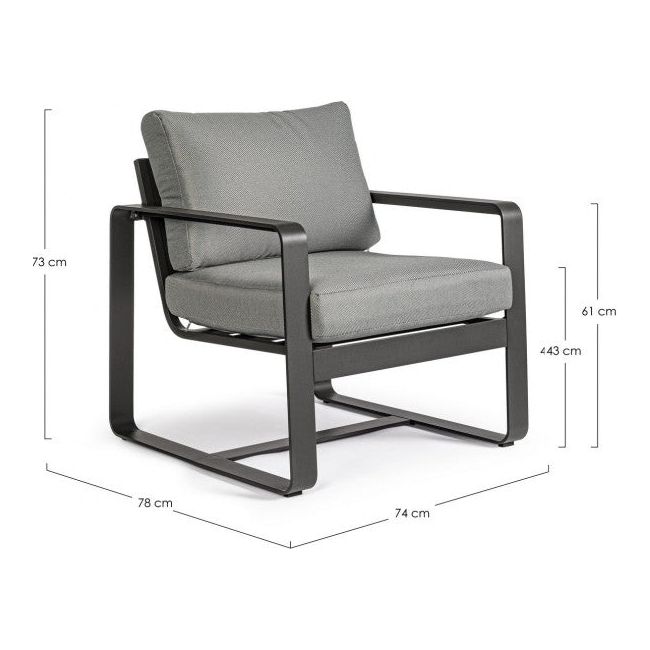 Outdoor Sessel Merrigan mit Kissen Anthrazit YK11 - ZEN ZONE