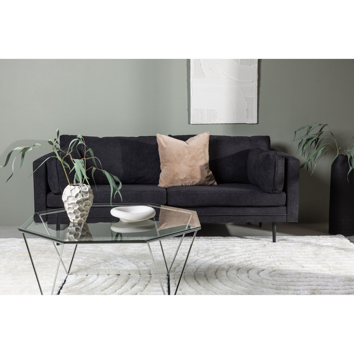 Boom 3-Sitzer Sofa - Schwarz / Schwarzer Stoff / Leinen - ZEN ZONE Furniture