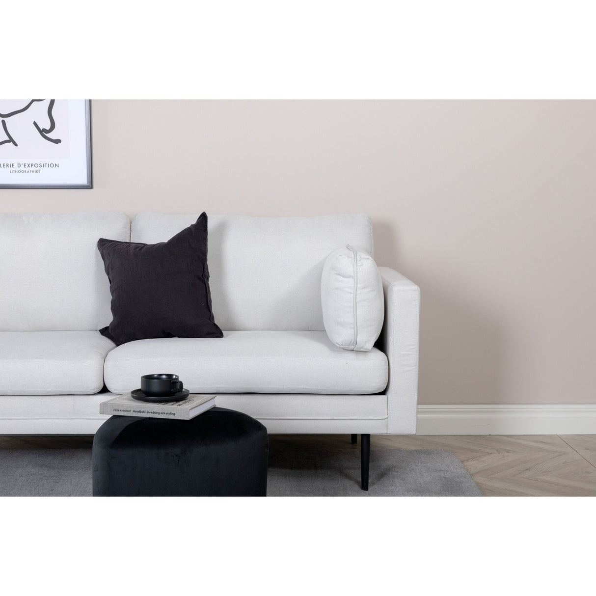 Boom 3-Sitzer Sofa - Schwarz / Hellbeige Stoff - ZEN ZONE Furniture