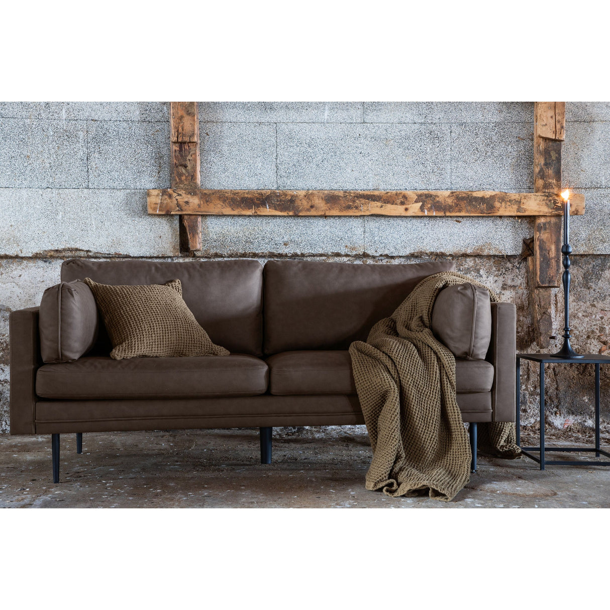 Boom 3-Sitzer Sofa - Schwarz / Braun Mikrofaser - ZEN ZONE Furniture