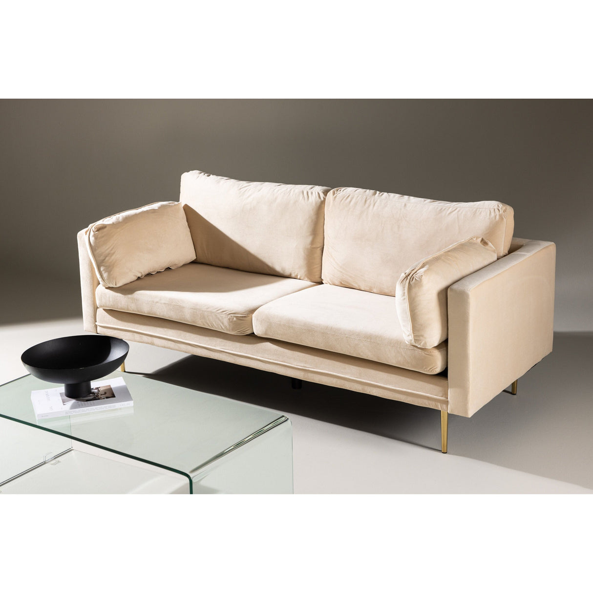 Boom 3-Sitzer Sofa Samt - Creme - ZEN ZONE Furniture