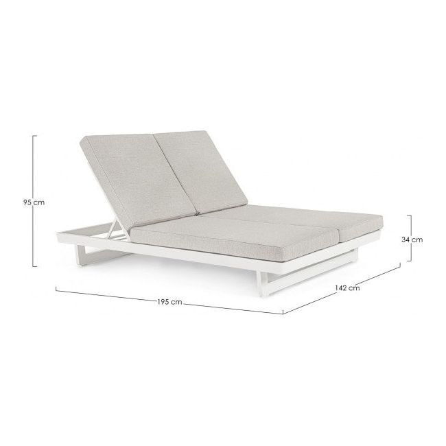 Doppel Gartenliege mit Kissen mit Rollen Infinity Weiß WG20 - ZEN ZONE