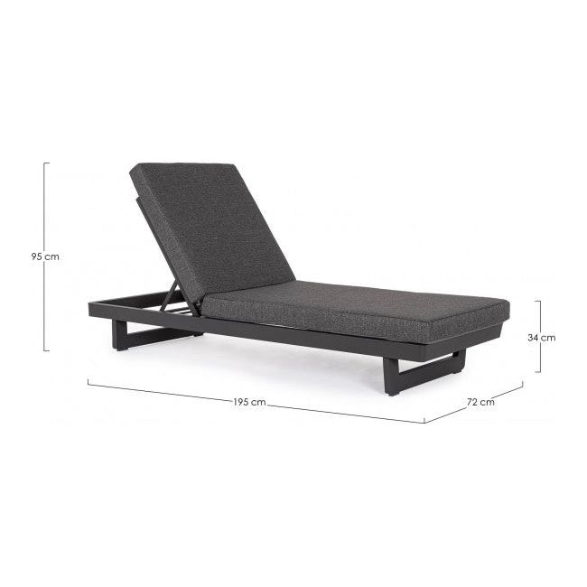 Einzel Gartenliege mit Kissen mit Rollen Infinity Anthrazit WG21 - ZEN ZONE