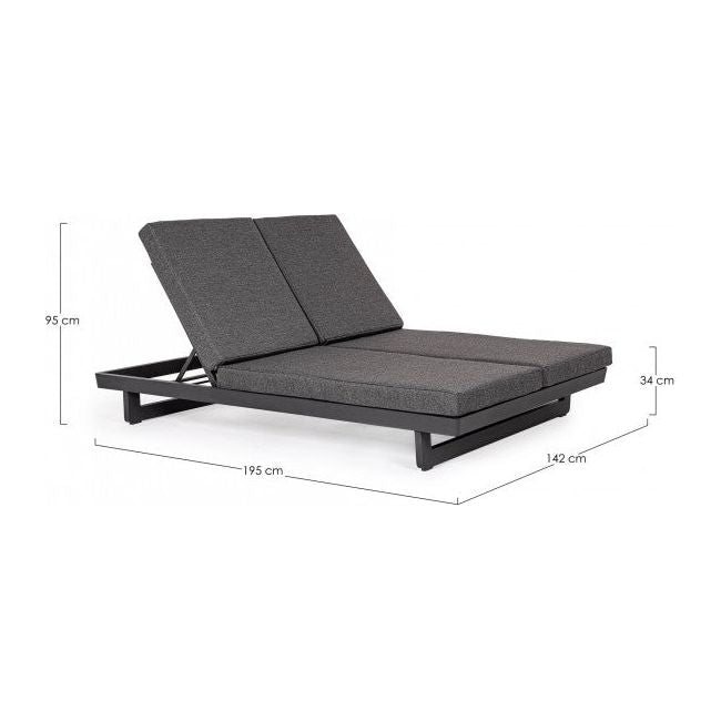 Doppel Gartenliege mit Kissen mit Rollen Infinity Anthrazit WG21 - ZEN ZONE