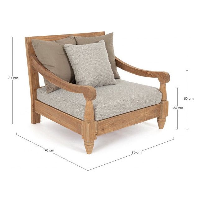 Outdoor Sessel mit Kissen Bali Natural - FSC - ZEN ZONE
