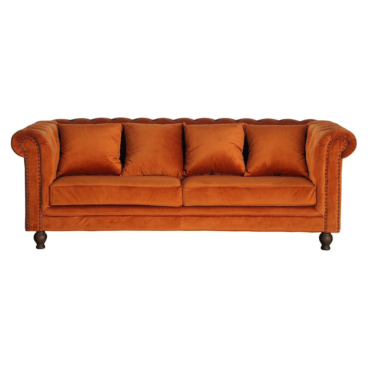 Velvet 3-Sitzer-Sofa aus Samt - Rusty Orange - inkl. 4 Kissen - ZEN ZONE Furniture