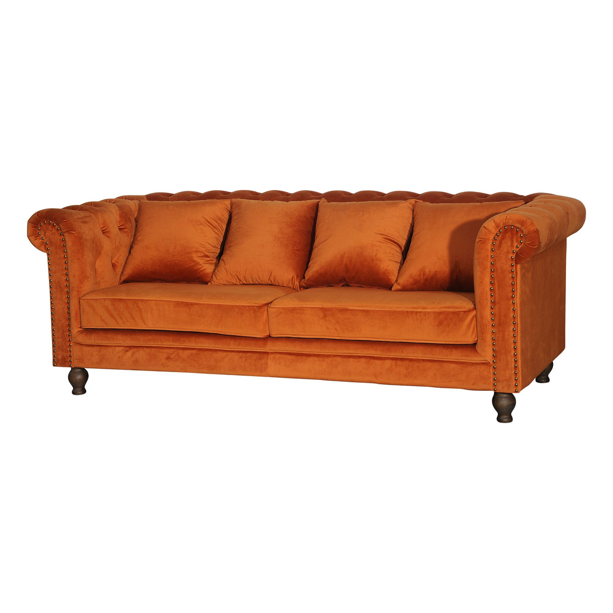 Velvet 3-Sitzer-Sofa aus Samt - Rusty Orange - inkl. 4 Kissen - ZEN ZONE Furniture