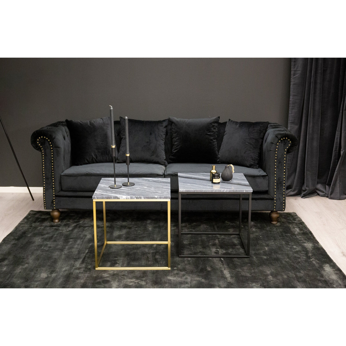 Velvet 3-Sitzer Sofa - Schwarzer Samt - ZEN ZONE Furniture