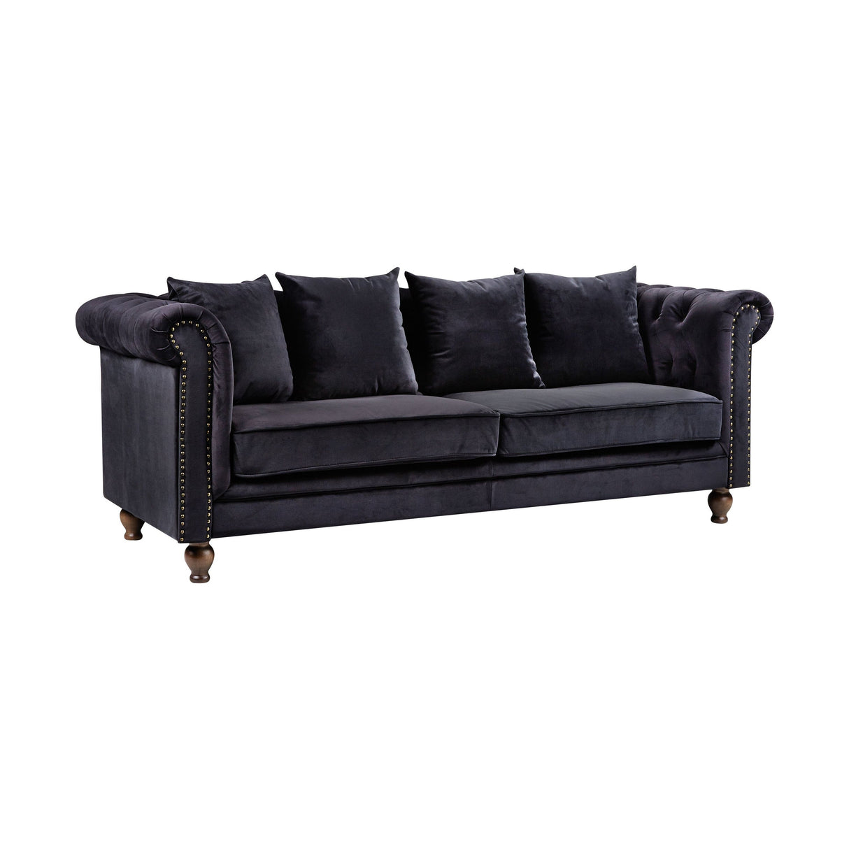 Velvet 3-Sitzer Sofa - Schwarzer Samt - ZEN ZONE Furniture