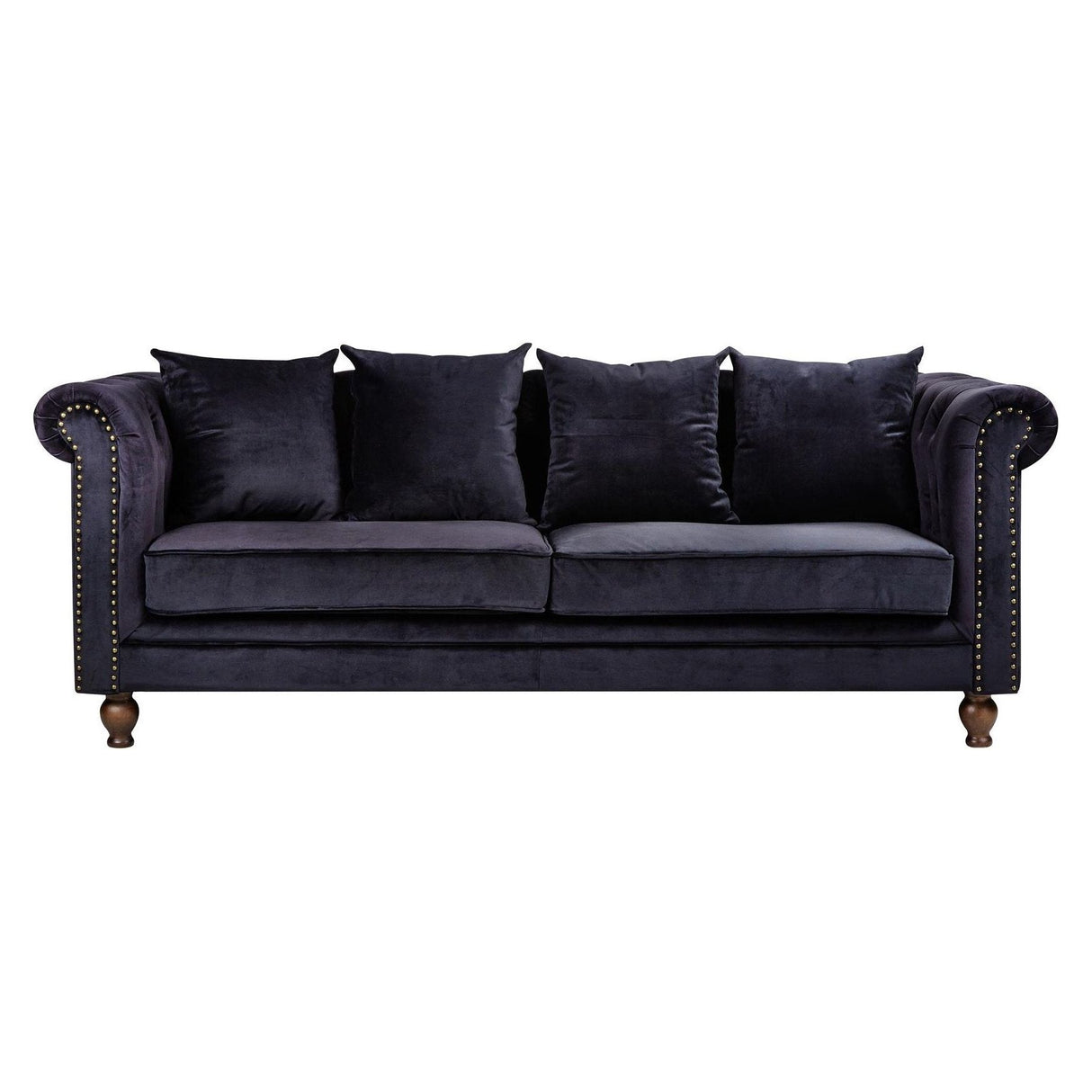 Velvet 3-Sitzer Sofa - Schwarzer Samt - ZEN ZONE Furniture