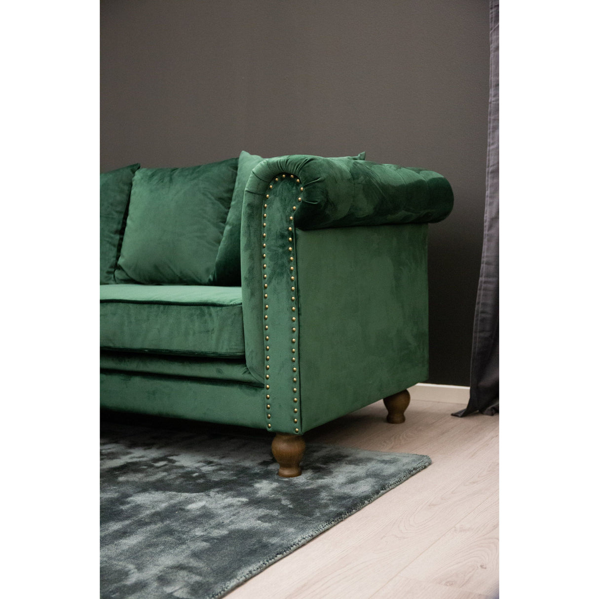 Velvet 3-Sitzer Sofa - Moosgrüner Samt - ZEN ZONE Furniture