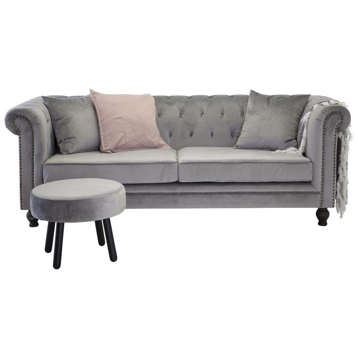 Velvet 3-Sitzer Sofa - Hellgrauer Samt - ZEN ZONE Furniture