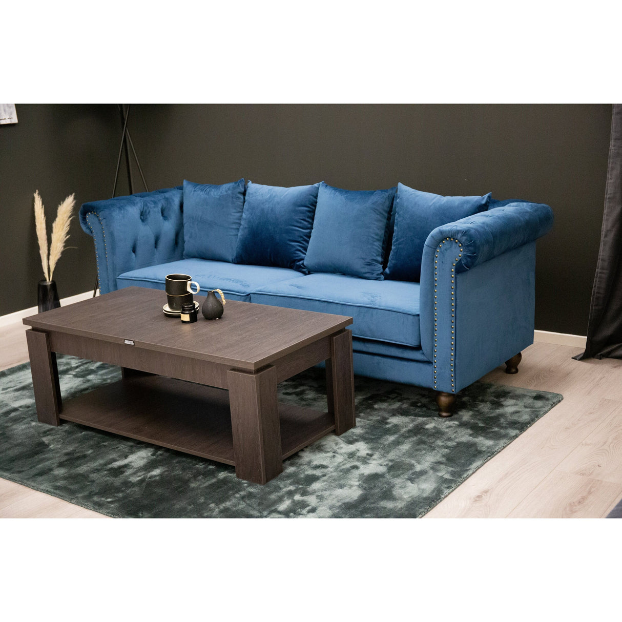 Velvet 3-Sitzer Sofa - Blauer Samt - ZEN ZONE Furniture