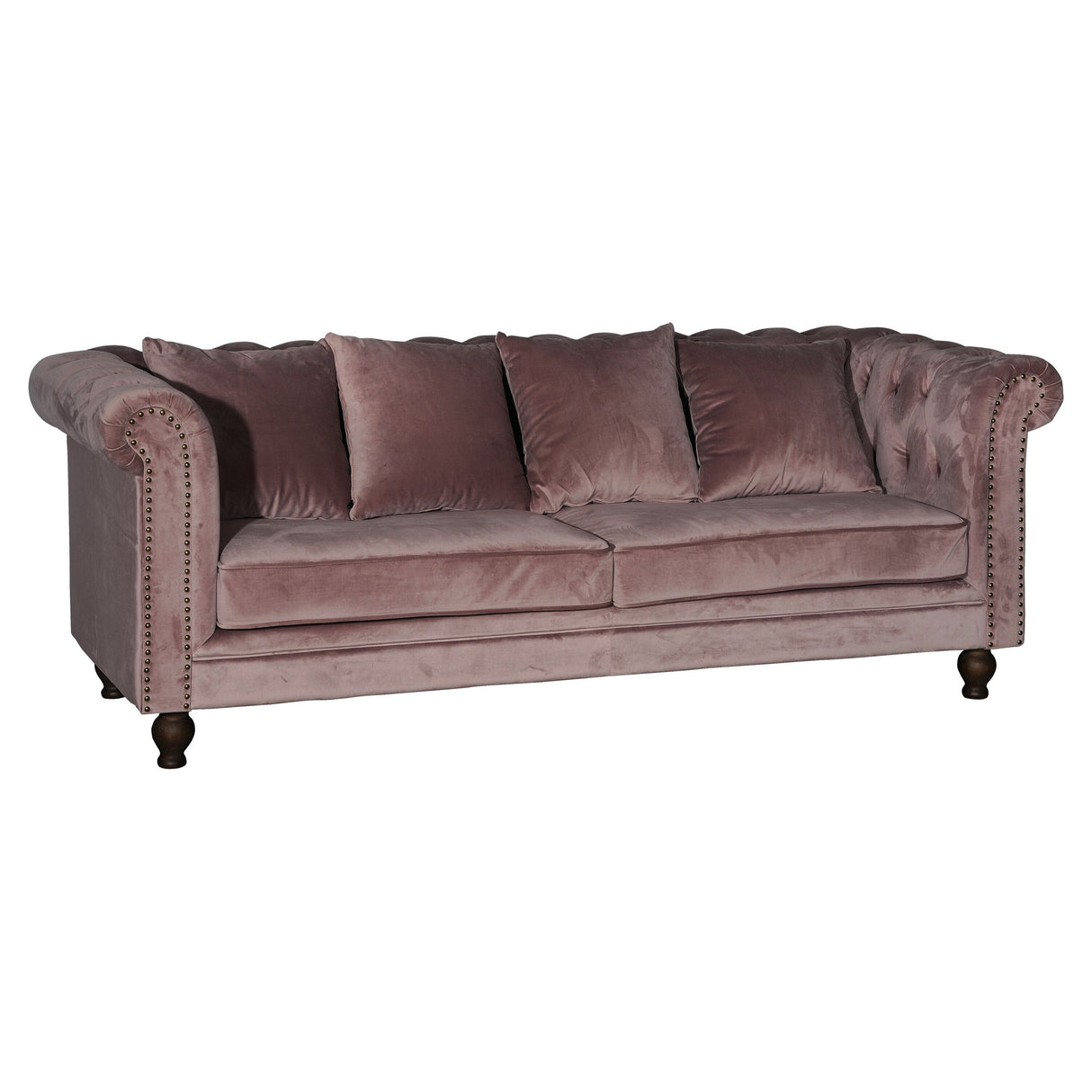 Samt 3-Sitzer Sofa - Dusty Pink - ZEN ZONE Furniture